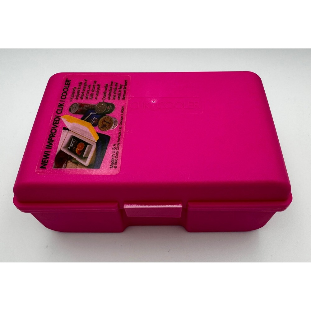 Vintage 90s Pink Clik Cooler Mini Insulated Juice Box Soda Can Lunch Box USA